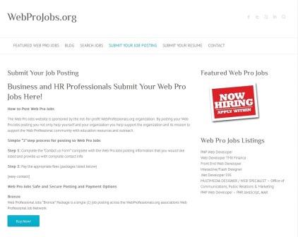 image of the web pro jobs website