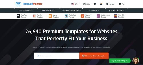 Template Monster landing page