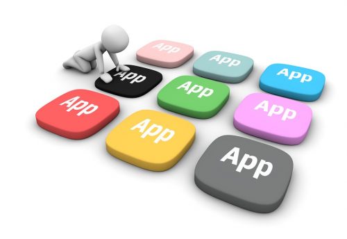 Visual depicting individual selecting an app.
