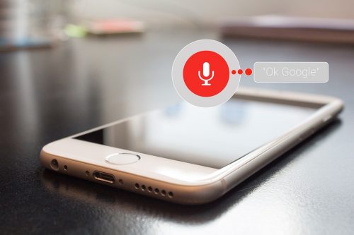 Smartphone with microphone icon highlighted