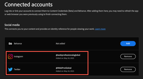 Content credentials linked for Twitter and Instagram
