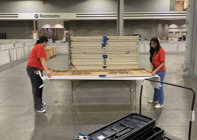 Starting to assemble tables to get ready for our competition. Thanks to Courtesy Corps for their help