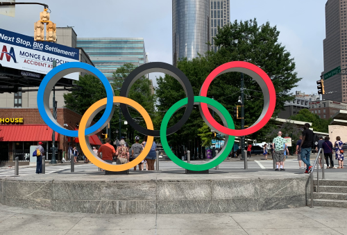Our web competition is located in the GWCC - just across from Centennial Park. Note the Olympic Rings from last century.