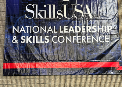 SkillsUSA banner hanging in hallway